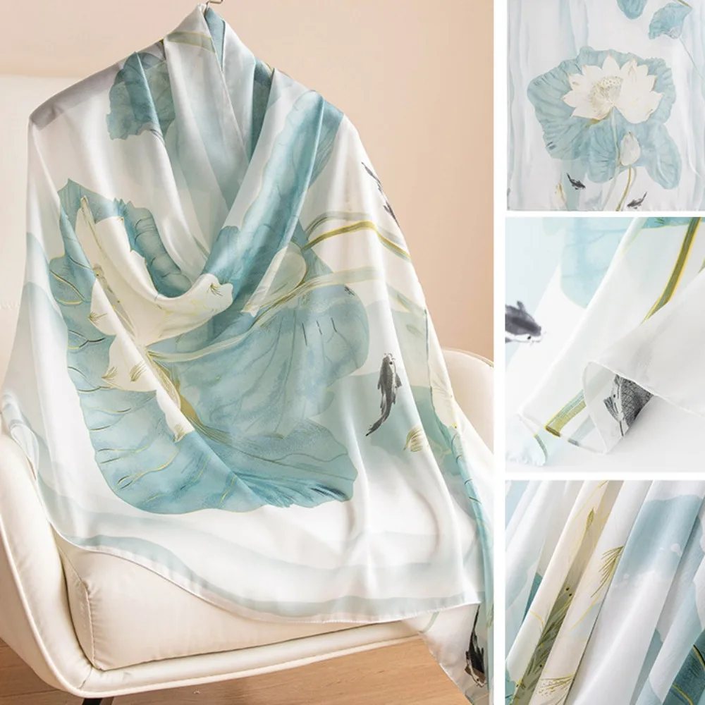 Тонкий корейский роскошный шелковый шарф с узором лотоса, элегантная шифоновая шаль с принтом, мягкие женские шали-хиджабы, осень
Тонкий корейский роскошный шелковый шарф с узором лотоса, элегантная шифоновая шаль с принтом, мягкие женские шали-хиджабы, осень