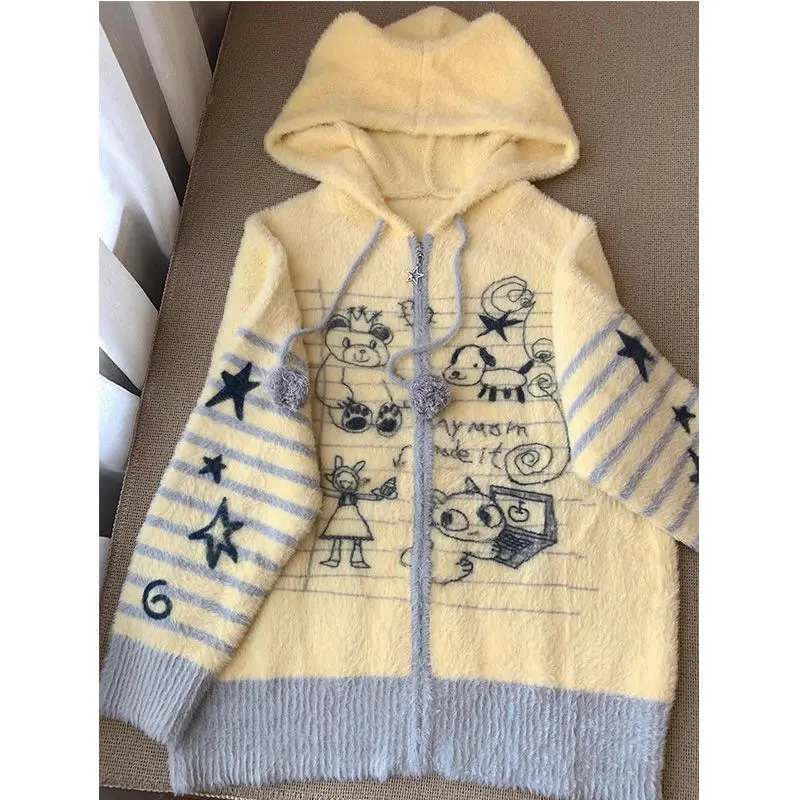 Свитер с граффити, кардиган с капюшоном, куртка с принтом, вязаные Sueters De Mujer, гранж, субкультурная американская уличная одежда в стиле панк
Свитер с граффити, кардиган с капюшоном, куртка с принтом, вязаные Sueters De Mujer, гранж, субкультурная американская уличная одежда в стиле панк