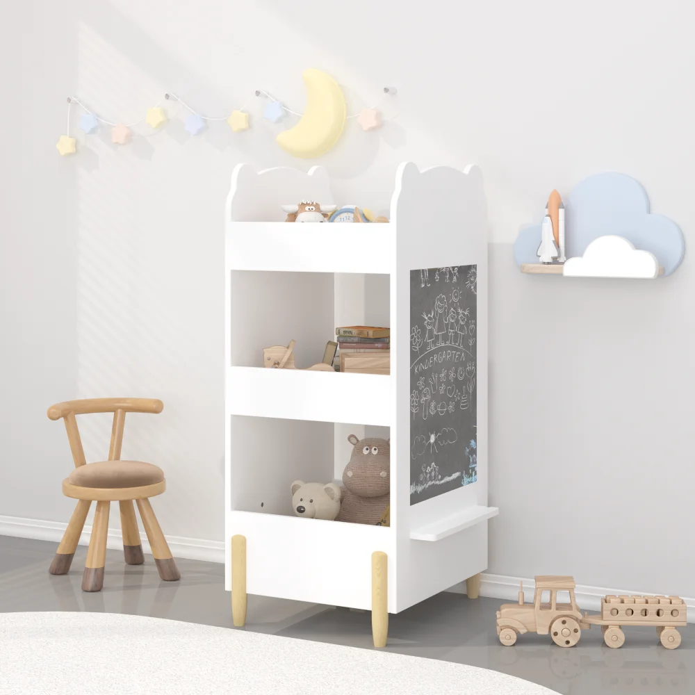 Kids Bookshelf with Chalkboard Side – Bear-Shaped Wooden Bookcase with 3-Tier Storage, Drawing Board for Toddlers
Kids Bookshelf with Chalkboard Side – Bear-Shaped Wooden Bookcase with 3-Tier Storage, Drawing Board for Toddlers