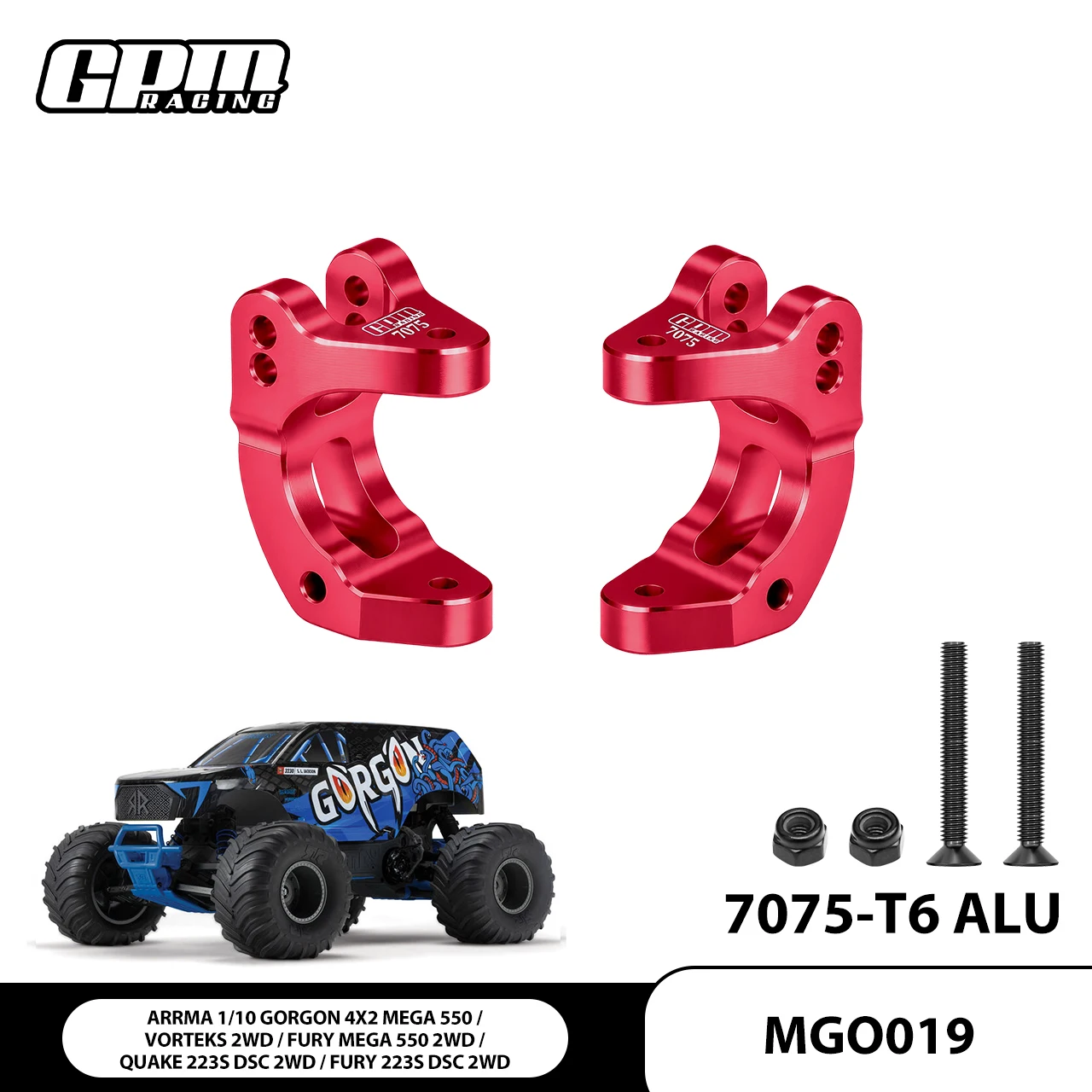 GPM Alloy 7075 Front C Hubs ARRMA 1/10 Gorgon Mega 550 Vorteks 2WD Fury QUAKE ARA3537
GPM Alloy 7075 Front C Hubs ARRMA 1/10 Gorgon Mega 550 Vorteks 2WD Fury QUAKE ARA3537