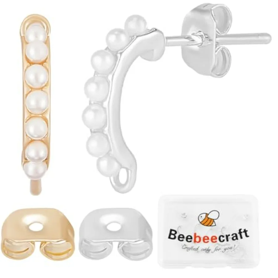 12Pcs 2 Colors Imitation Pearl Earring Findings for Jewelry Making, 18K and 925 Sterling Plated Post Earring with Loop 12Pcs Ea
12Pcs 2 Colors Imitation Pearl Earring Findings for Jewelry Making, 18K and 925 Sterling Plated Post Earring with Loop 12Pcs Ea