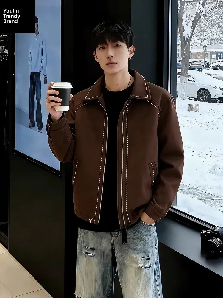 Men's Suede Jaet ort Sle Baseball irt Embroidery Decoration Loose Fit Spring Autumn Winter Seasonal Outerwear Coat
Men's Suede Jaet ort Sle Baseball irt Embroidery Decoration Loose Fit Spring Autumn Winter Seasonal Outerwear Coat