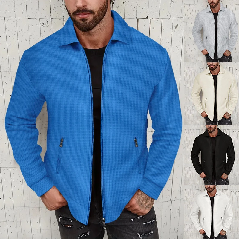 Waffle Long Sleeve Zip Men's Jacket Casual Fall Jacket Racer Jacket Men Spring Jacket Casual Multi-pocket Zip-up Jacket with Lap
Waffle Long Sleeve Zip Men's Jacket Casual Fall Jacket Racer Jacket Men Spring Jacket Casual Multi-pocket Zip-up Jacket with Lap