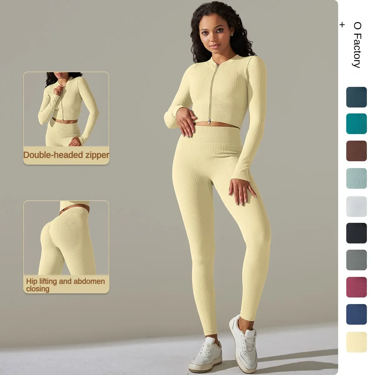 Seamless Thread Yoga Set Sports Fitness High Waist Hip-lifting Pants Long-Sleeved Zipper Suit Workout Gym Leggings Set for Women
Seamless Thread Yoga Set Sports Fitness High Waist Hip-lifting Pants Long-Sleeved Zipper Suit Workout Gym Leggings Set for Women