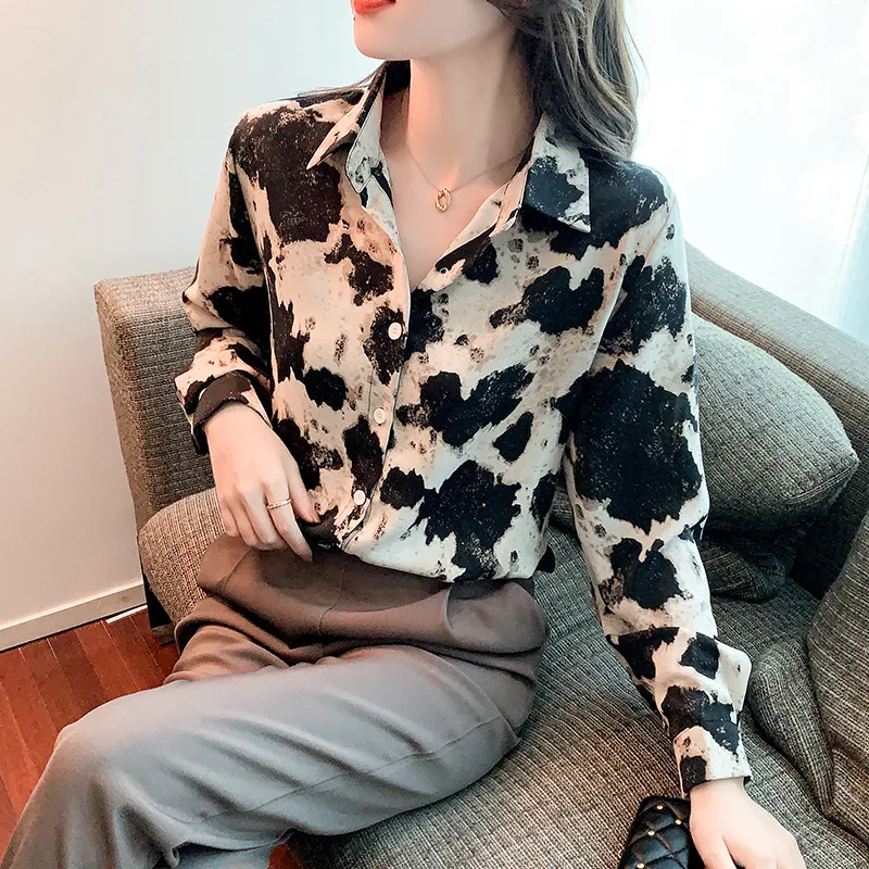 2025 Cow Print Button Up Shirts Women Long Sleeve Blouse Korean Fashion Loose Clothes Chiffon Shirt Streetwear Tops Spring New
2025 Cow Print Button Up Shirts Women Long Sleeve Blouse Korean Fashion Loose Clothes Chiffon Shirt Streetwear Tops Spring New