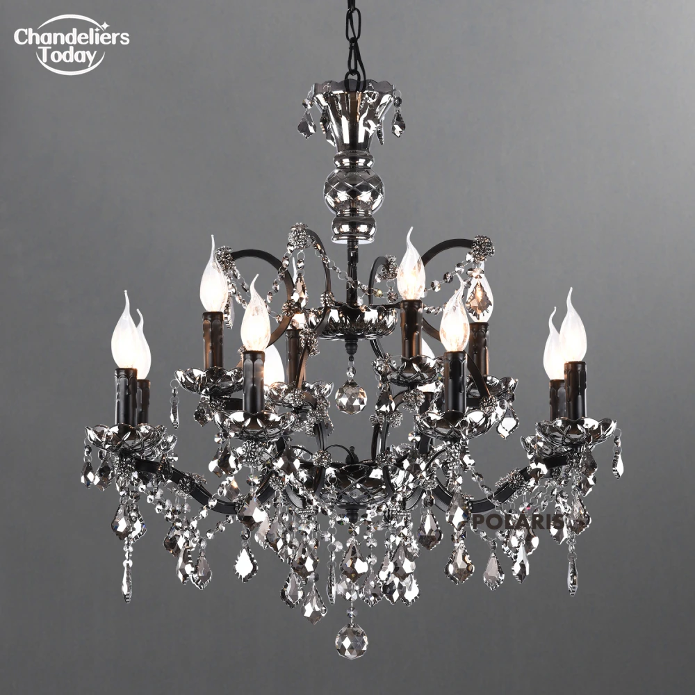Polaris Lighting 19th C. Rococo Iron & Crystal Round Chandelier 12-Light Smoke Chandelier Lamp Retro Black Lustre Light Fixture
Polaris Lighting 19th C. Rococo Iron & Crystal Round Chandelier 12-Light Smoke Chandelier Lamp Retro Black Lustre Light Fixture