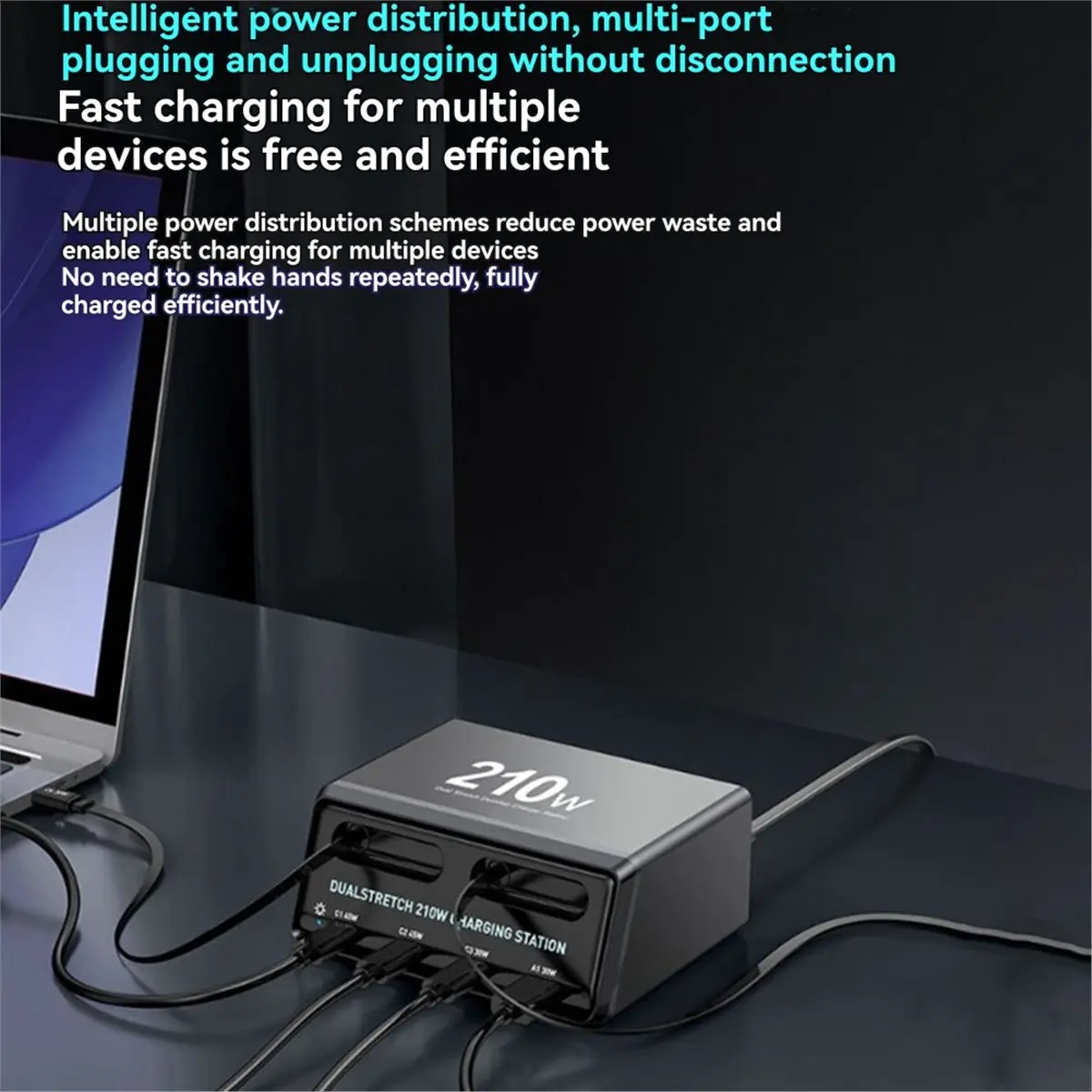 A26Z 210W 6-In-1 Charging Station with Retractable USB-C Cable Fast Charger for Tablet PC Phones Multiple Devices US Plug
A26Z 210W 6-In-1 Charging Station with Retractable USB-C Cable Fast Charger for Tablet PC Phones Multiple Devices US Plug