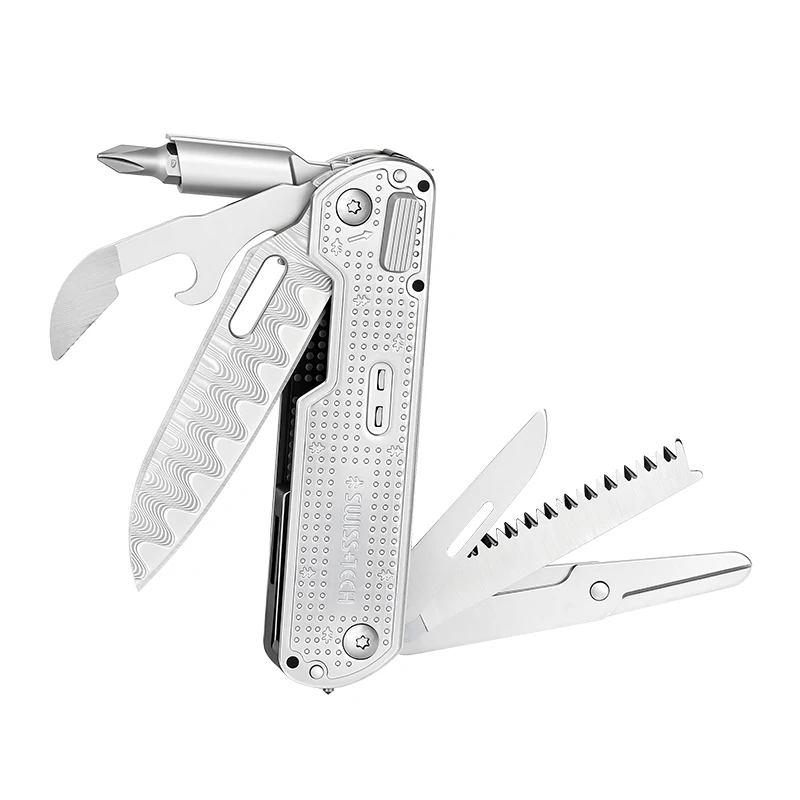 SwissTech 12 in 1 Multi-tool Folding Scissors Damascus Pocket Knife EDC Portable Hand Tools For Camping, Survival, Daily Use
SwissTech 12 in 1 Multi-tool Folding Scissors Damascus Pocket Knife EDC Portable Hand Tools For Camping, Survival, Daily Use