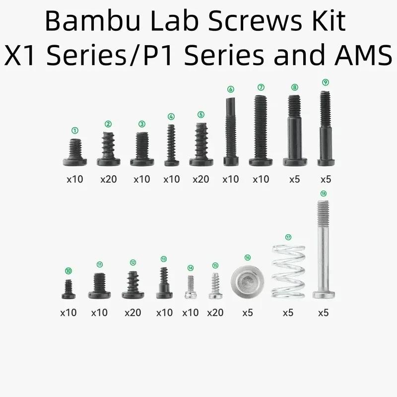 Комплект винтов для Bambu Lab X1 Series/P1 Series/A1 и AMS lite с верхним креплением, высококачественные брендовые оригинальные винты
Комплект винтов для Bambu Lab X1 Series/P1 Series/A1 и AMS lite с верхним креплением, высококачественные брендовые оригинальные винты