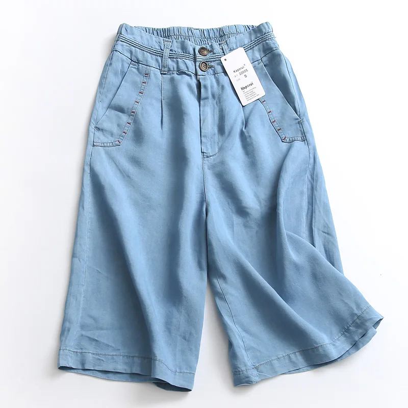 High Waist Slimming Half Elastic Waist Wide Leg Pants Women's Skirt Pants Seven-Foot Loose Fit Jeans Pure Color Two Buttons
High Waist Slimming Half Elastic Waist Wide Leg Pants Women's Skirt Pants Seven-Foot Loose Fit Jeans Pure Color Two Buttons