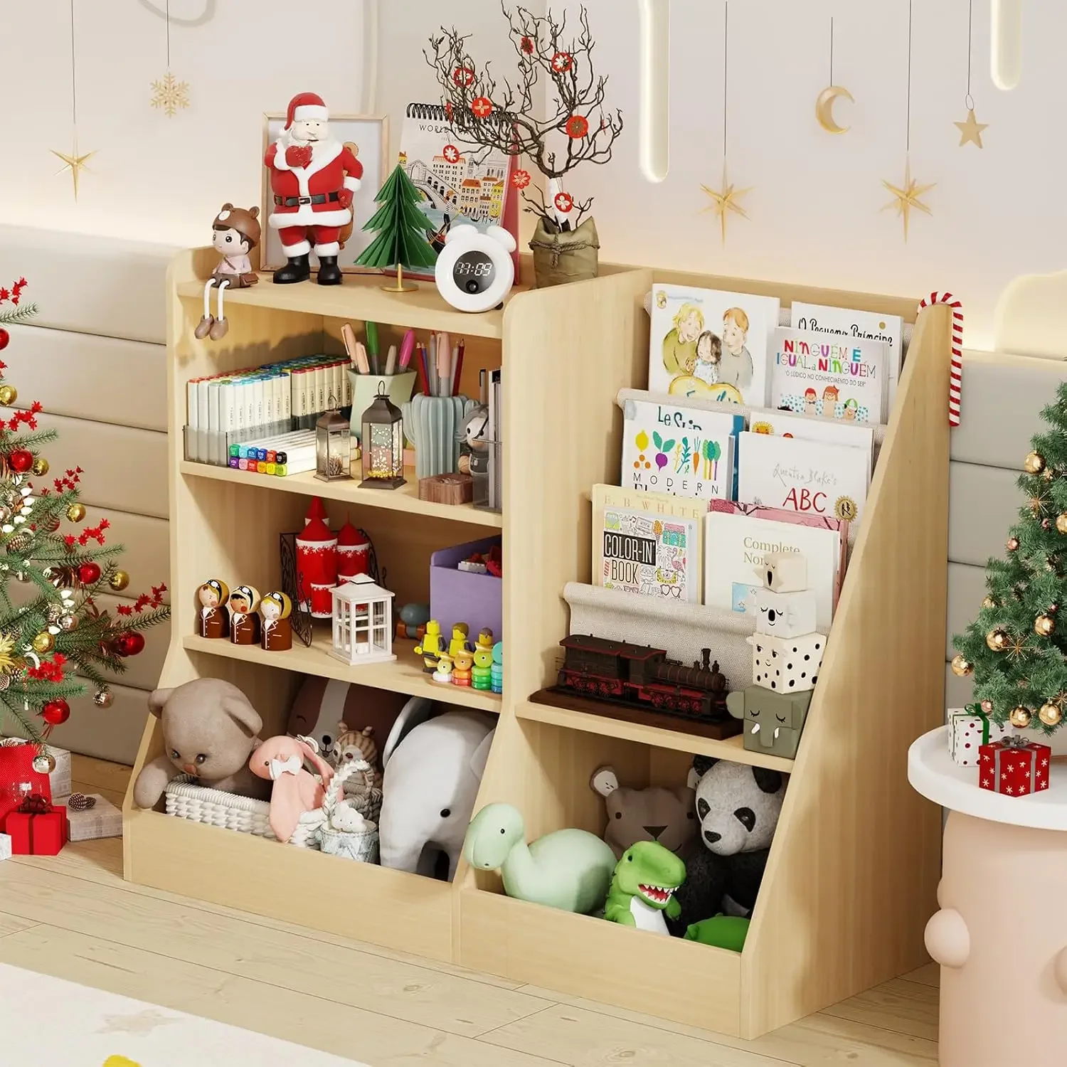 39" Large Kids Wooden Bookshelf and Toy Storage Organizer, Baby Bookcase with Sling Book Rack, Children Toddler Wooden Book Shel
39" Large Kids Wooden Bookshelf and Toy Storage Organizer, Baby Bookcase with Sling Book Rack, Children Toddler Wooden Book Shel