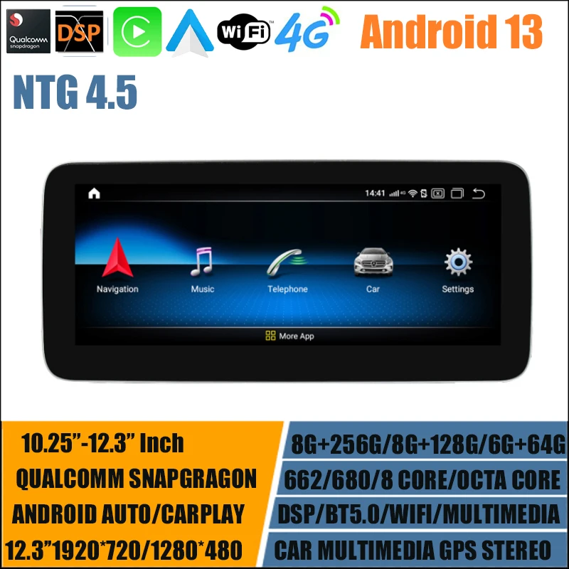 8 Core 10.25"/12.3" DSP Carplay GPS Player Android 13 For Mercedes Benz B-Class W246 2012-2018 NTG 4.5 Snapdragon BT WIFI 4G LTE
8 Core 10.25"/12.3" DSP Carplay GPS Player Android 13 For Mercedes Benz B-Class W246 2012-2018 NTG 4.5 Snapdragon BT WIFI 4G LTE