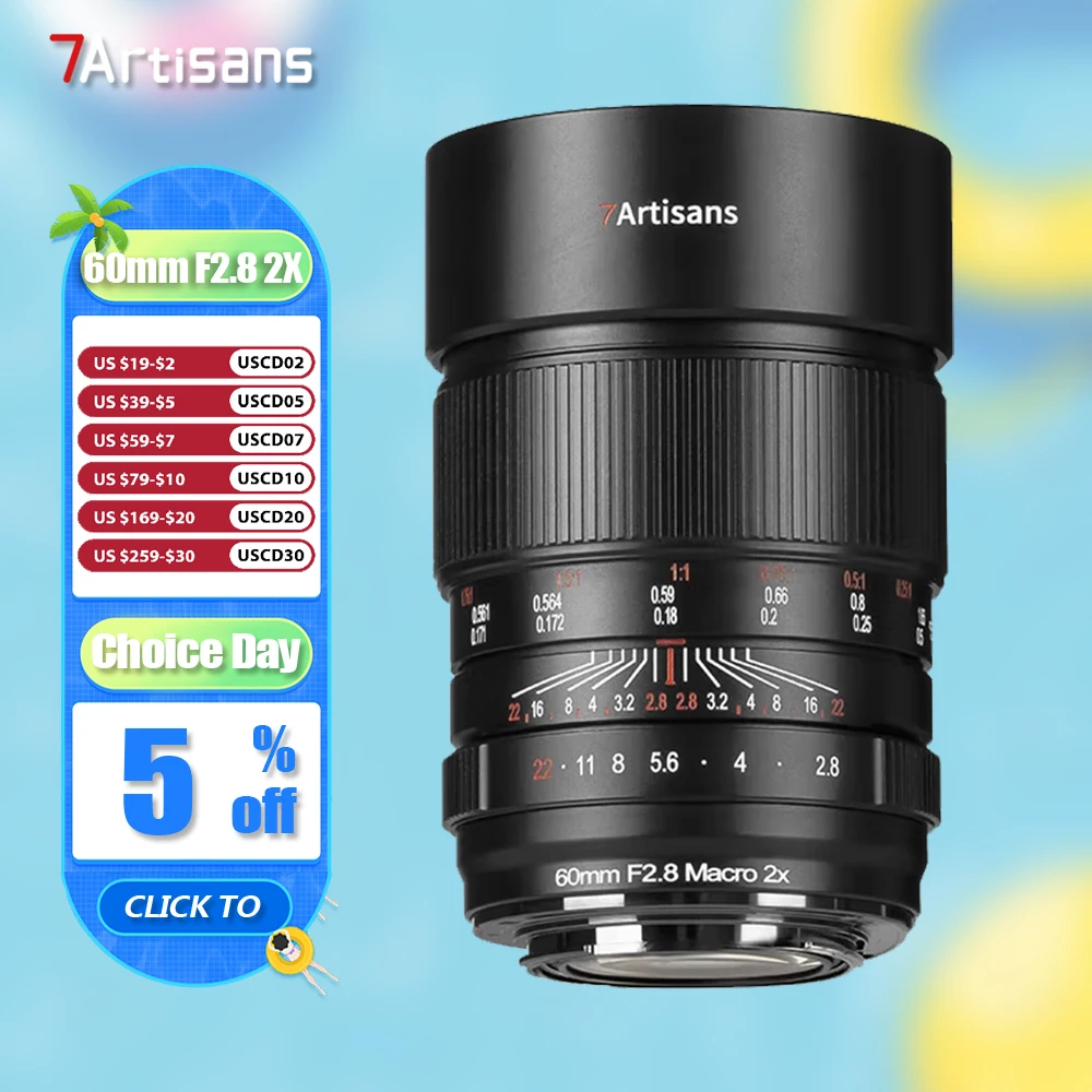 7artisans Full Frame 60mm F2.8 Macro 2X Camera Lens with 2:1 Magnification for Insect Photography Sony E A7RIII Nikon Z Canon RF
7artisans Full Frame 60mm F2.8 Macro 2X Camera Lens with 2:1 Magnification for Insect Photography Sony E A7RIII Nikon Z Canon RF