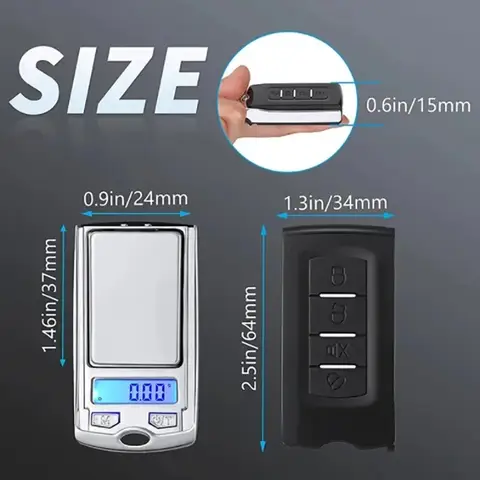 1Pcs 200g/100g 0.01g Precision Portable Car Key Shape Mini Digital Pocket Electronic Gram Scale with LCD Display and Batteries