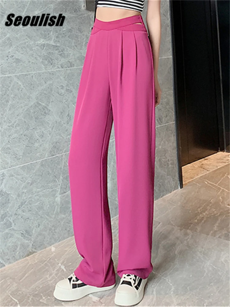 Seoulish High Waist Elegant Wide Leg Women's Suit Pants 2022 New Spring Summer Chiffon Straight Loose Office Trousers Female
Seoulish High Waist Elegant Wide Leg Women's Suit Pants 2022 New Spring Summer Chiffon Straight Loose Office Trousers Female