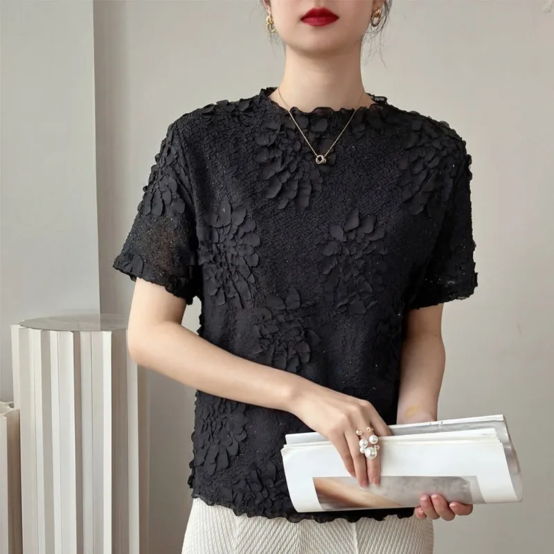 Miyake Pleated T-Shirt 2026 Summer New Crochet Top Loose Solid Color Round Neck Pullover Women's Lightweight Stretchy Clothing
Miyake Pleated T-Shirt 2026 Summer New Crochet Top Loose Solid Color Round Neck Pullover Women's Lightweight Stretchy Clothing