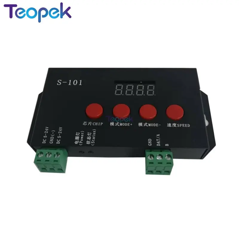 S-101 LED Pixel Controller,DC5~24V Max 1024 Pixels,With 180kind Effects Built-in,Support DMX512,WS2811,WS2812,APA102,WS2813 etc.
S-101 LED Pixel Controller,DC5~24V Max 1024 Pixels,With 180kind Effects Built-in,Support DMX512,WS2811,WS2812,APA102,WS2813 etc.