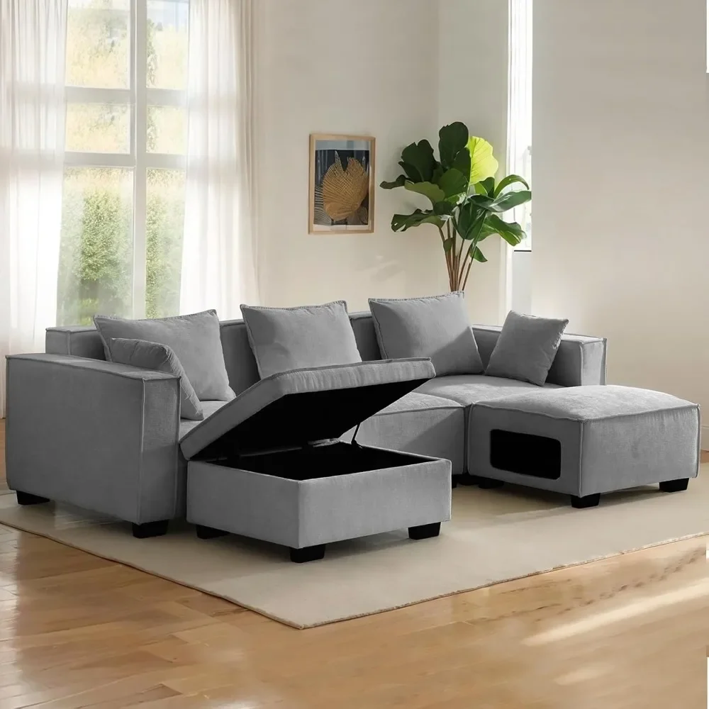 109" Chenille U-Shaped Modular Sofa,Convertible Sectional Upholstered 5 Seater Cloud Couch for Living Room with Storage Chaise
109" Chenille U-Shaped Modular Sofa,Convertible Sectional Upholstered 5 Seater Cloud Couch for Living Room with Storage Chaise