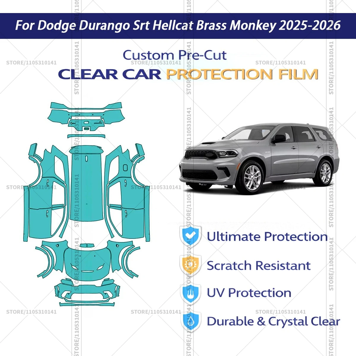 For Dodge-Durango-Srt-Hellcat-Brass-Monkey-2025-2026 Pre-Cut Paint Protection Film PPF Transparent Car Film Automotive PPF
For Dodge-Durango-Srt-Hellcat-Brass-Monkey-2025-2026 Pre-Cut Paint Protection Film PPF Transparent Car Film Automotive PPF