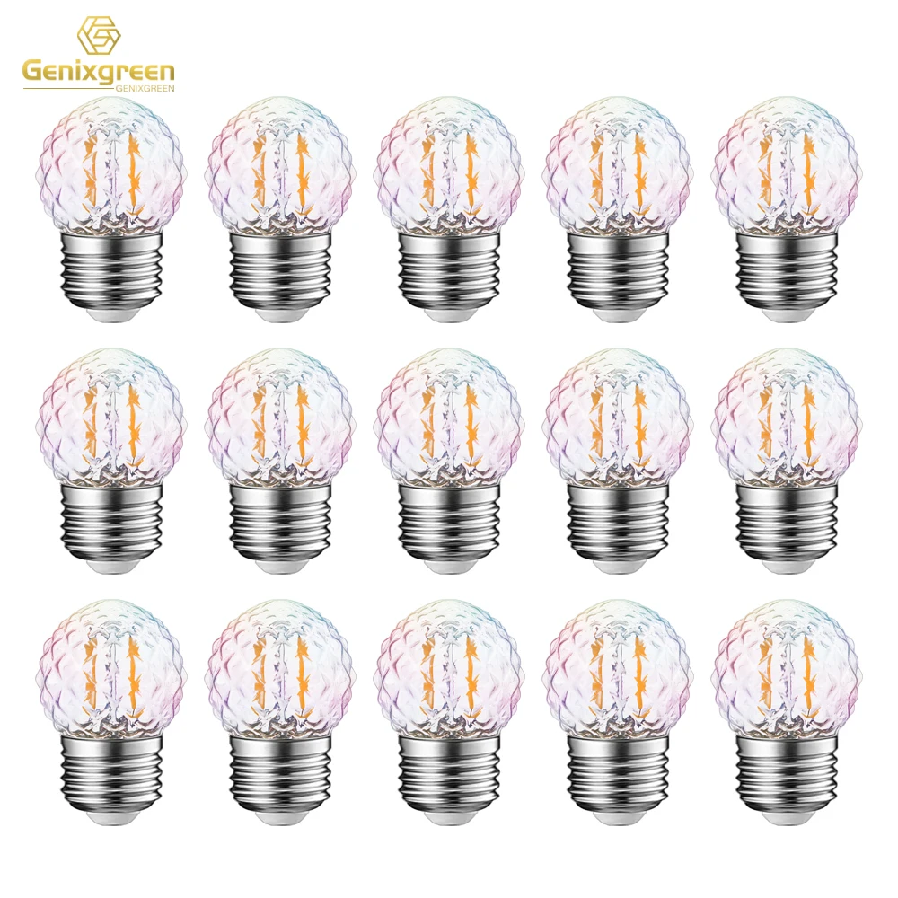 Genixgreen Ice Diamond Shaped Led Light Bulb G40 1W E27 220V Dimmable Vintage Colorful Glass Warm White Bulb For String Light
Genixgreen Ice Diamond Shaped Led Light Bulb G40 1W E27 220V Dimmable Vintage Colorful Glass Warm White Bulb For String Light