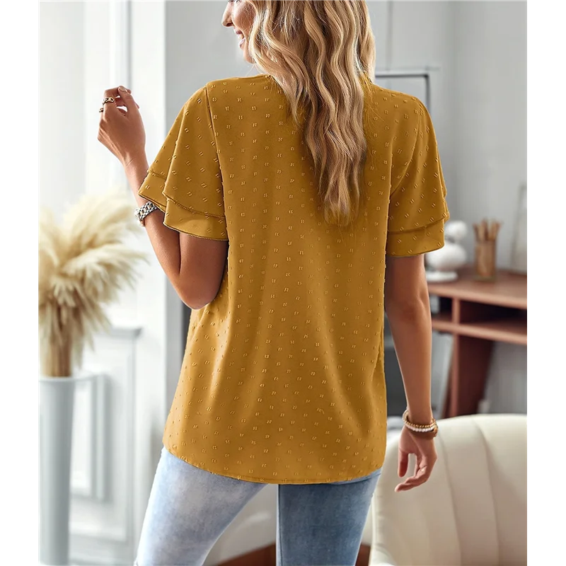 ASDS-Womens Tops Butterfly Sleeve V Neck Blouses For Women Dressy Casual Flowy Swiss- Dot Ruffle Short Sleeve Shirts
ASDS-Womens Tops Butterfly Sleeve V Neck Blouses For Women Dressy Casual Flowy Swiss- Dot Ruffle Short Sleeve Shirts