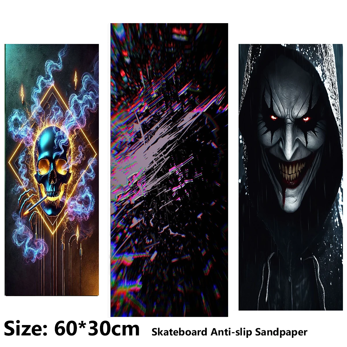Electric Scooter Anti-slip Sticker Sandpaper Skateboard GripTape Sheet 60*30cm Clown Graffiti Skull Pattern
Electric Scooter Anti-slip Sticker Sandpaper Skateboard GripTape Sheet 60*30cm Clown Graffiti Skull Pattern