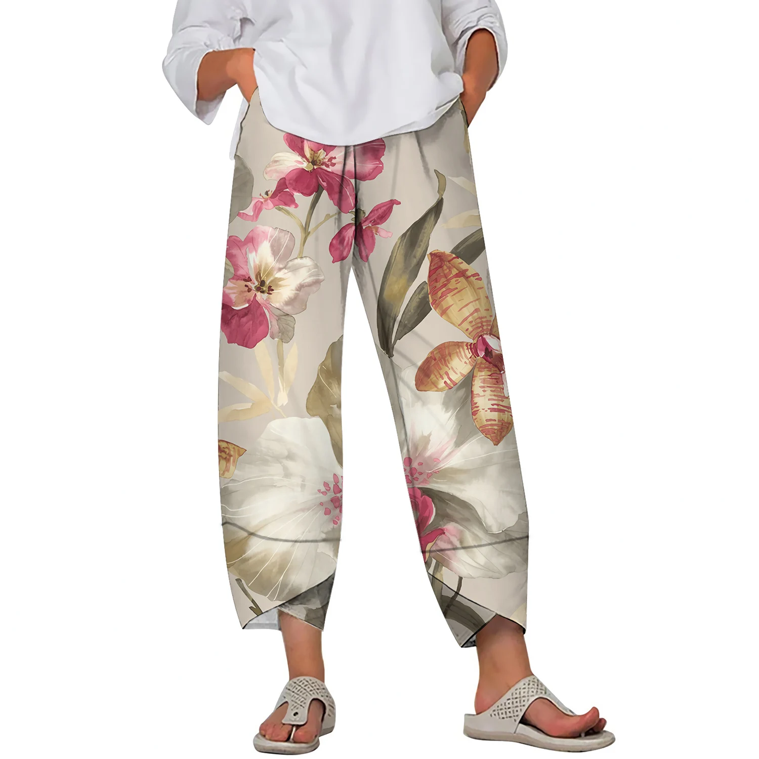 CLOOCL Orchid Florals Printed Nine-point Pants Summer Women Casual Slacks Ankle Length Pants Lady Sweatpants
CLOOCL Orchid Florals Printed Nine-point Pants Summer Women Casual Slacks Ankle Length Pants Lady Sweatpants