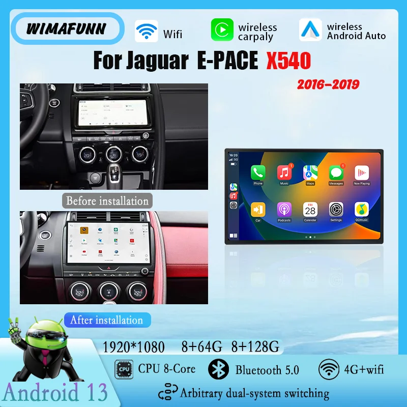 11.6-inch Qualcomm Android 13 in-car multimedia player with wireless CarPlay 4G, Bluetooth, GPS for Jaguar E-PACE X540 2016-2019
11.6-inch Qualcomm Android 13 in-car multimedia player with wireless CarPlay 4G, Bluetooth, GPS for Jaguar E-PACE X540 2016-2019