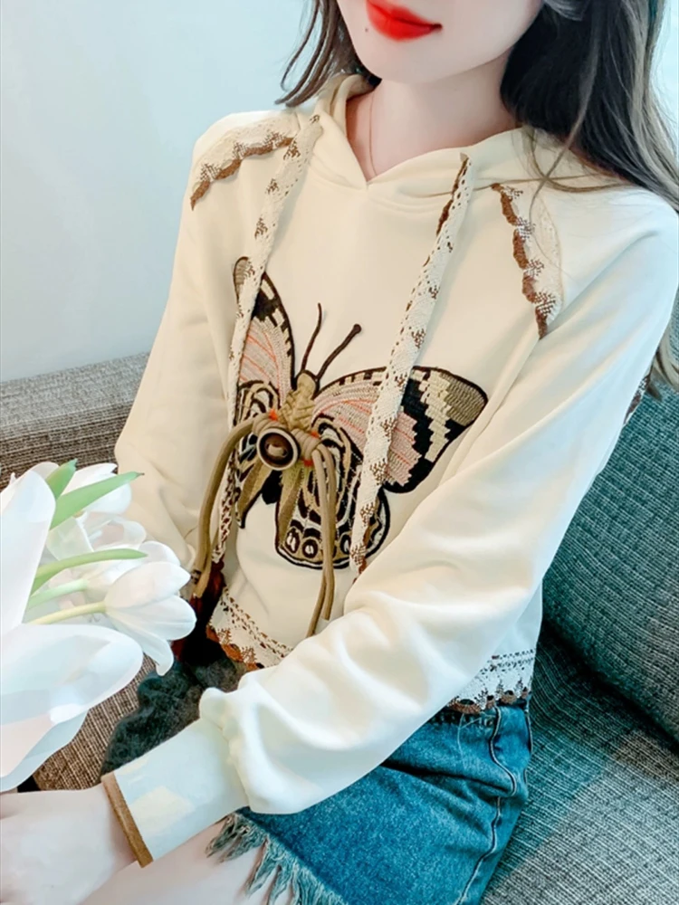 Hoodies Women butterfly Embroidered Sweatshirts Korean Chic Autumn Casual O Neck Pull Femme Outwear Fashion Woman Tops
Hoodies Women butterfly Embroidered Sweatshirts Korean Chic Autumn Casual O Neck Pull Femme Outwear Fashion Woman Tops