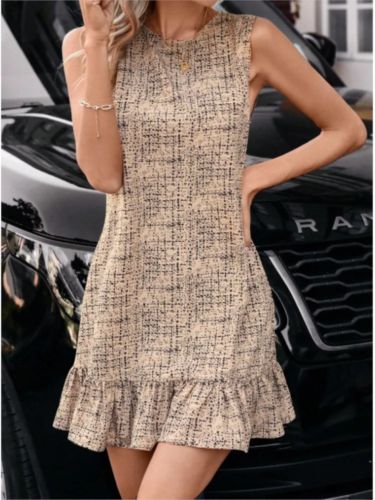 Elegant Sleeveless Dress For Women Fashion O Neck Ruffless Mini Dresses Lady Holiday Streetwear Women's Clothing Summer New 2025
Elegant Sleeveless Dress For Women Fashion O Neck Ruffless Mini Dresses Lady Holiday Streetwear Women's Clothing Summer New 2025