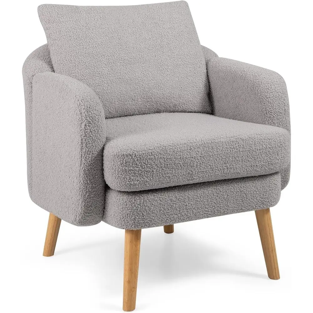 Upholstered Accent Chair with Back Pillow and Rubber Wood Legs, Ideal for Living Room, Bedroom, or Office, Grey
Upholstered Accent Chair with Back Pillow and Rubber Wood Legs, Ideal for Living Room, Bedroom, or Office, Grey