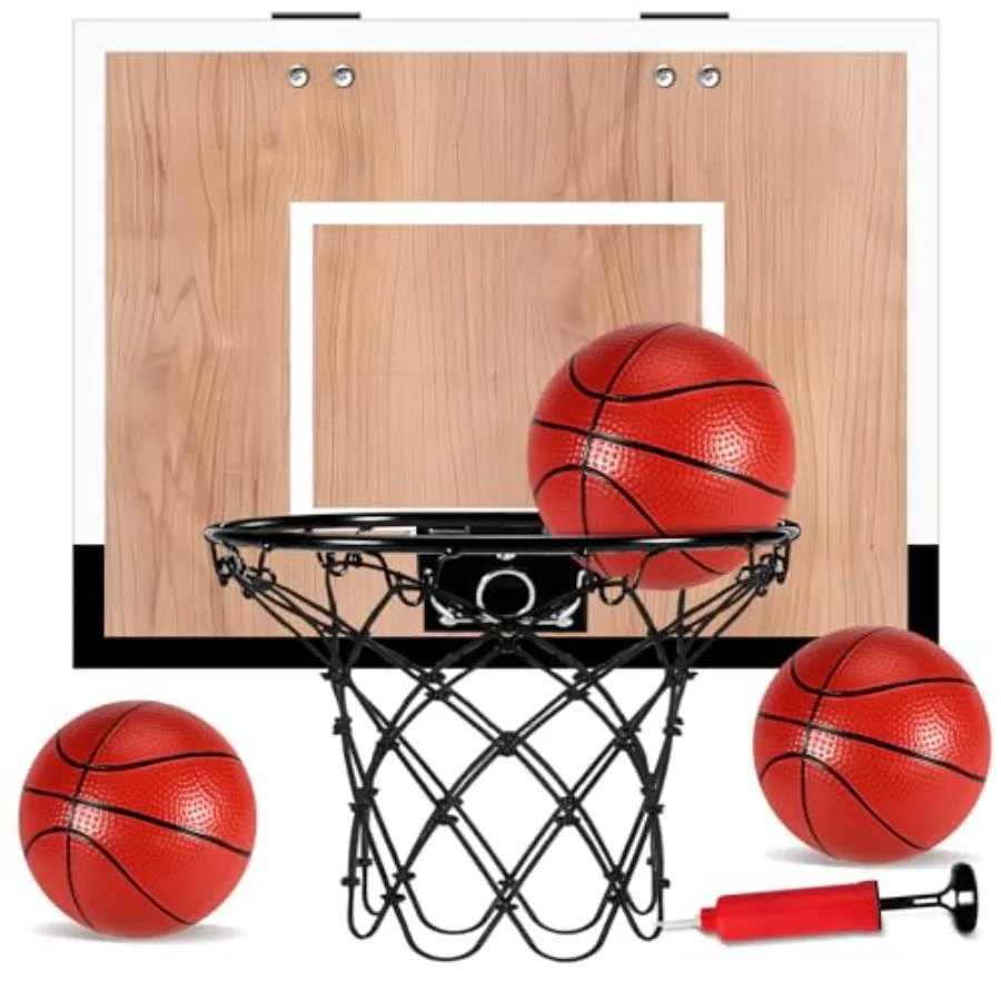 Indoor Basketball Hoop for Mini Basketball Hoops Over The Door and Wall Mount with Wooden Backboard 3 Balls and Pump Idea Toys
Indoor Basketball Hoop for Mini Basketball Hoops Over The Door and Wall Mount with Wooden Backboard 3 Balls and Pump Idea Toys