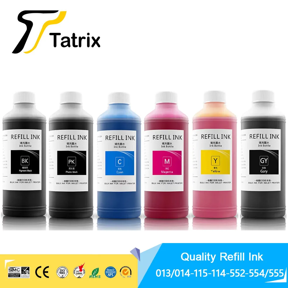 Совместимые чернила Tatrix 1000ML/Bottle 552/115/114/ 554 555 / 013 014 /011 012 для заправки Epson EcoTank L8160/L8180, фотографический принтер
Совместимые чернила Tatrix 1000ML/Bottle 552/115/114/ 554 555 / 013 014 /011 012 для заправки Epson EcoTank L8160/L8180, фотографический принтер
