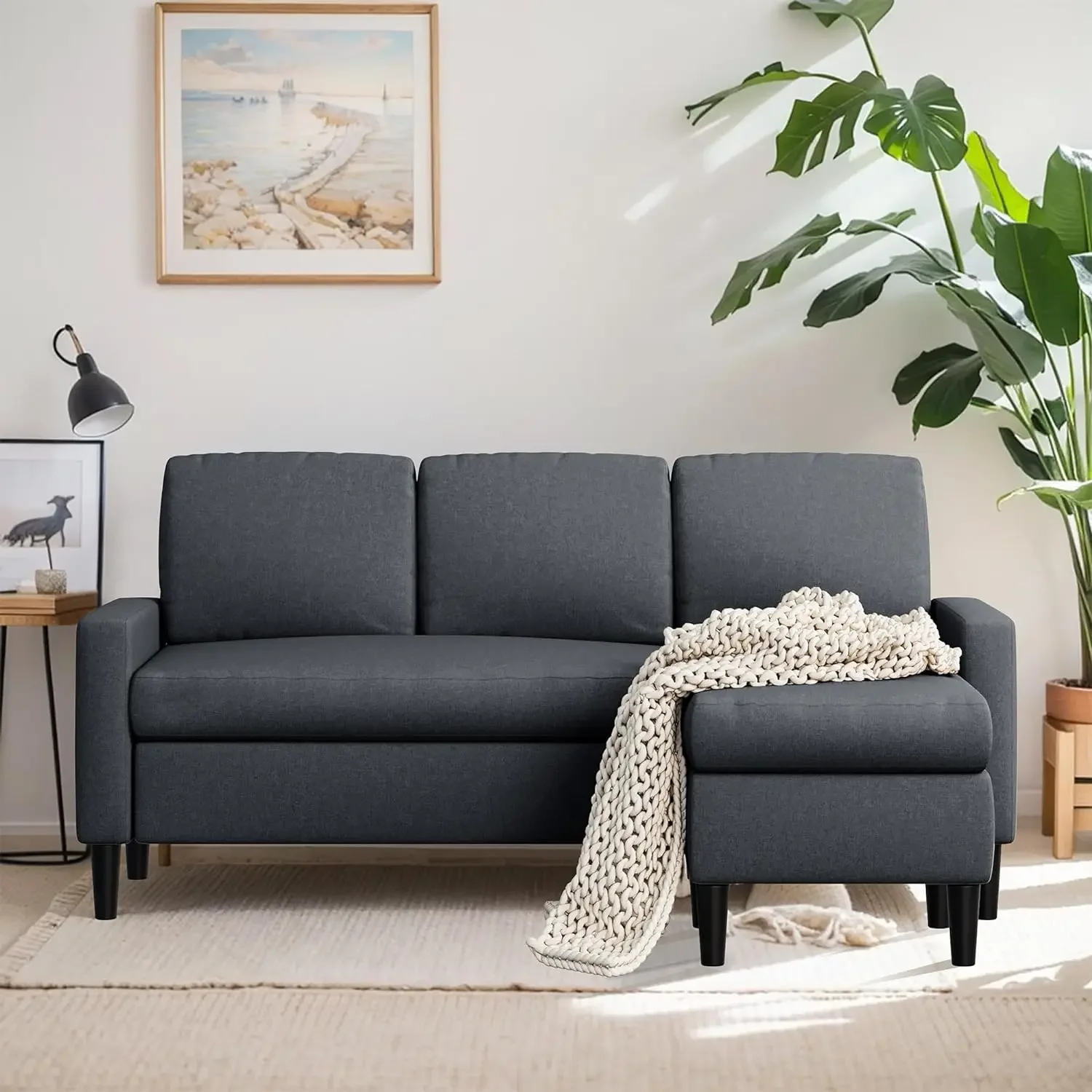 Convertible Sectional Sofa Couch, Small 3 Seater Sofa with Breathable Fabric, 3-Seat Sofa Sectional with Reversible Chaise
Convertible Sectional Sofa Couch, Small 3 Seater Sofa with Breathable Fabric, 3-Seat Sofa Sectional with Reversible Chaise