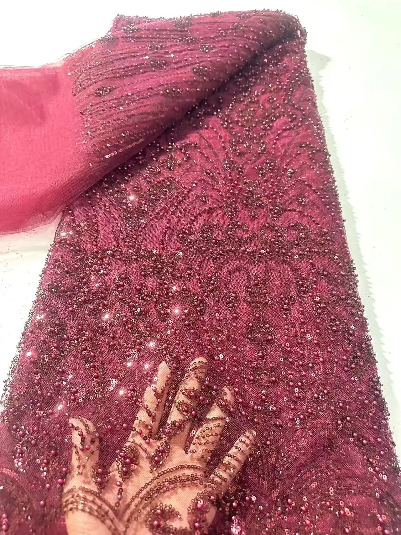 African Sequins Lace Fabric Heavy Nigerian Beaded Embroidered With Sewing French Tulle Mesh Lace Fabric Fabrics Material
African Sequins Lace Fabric Heavy Nigerian Beaded Embroidered With Sewing French Tulle Mesh Lace Fabric Fabrics Material