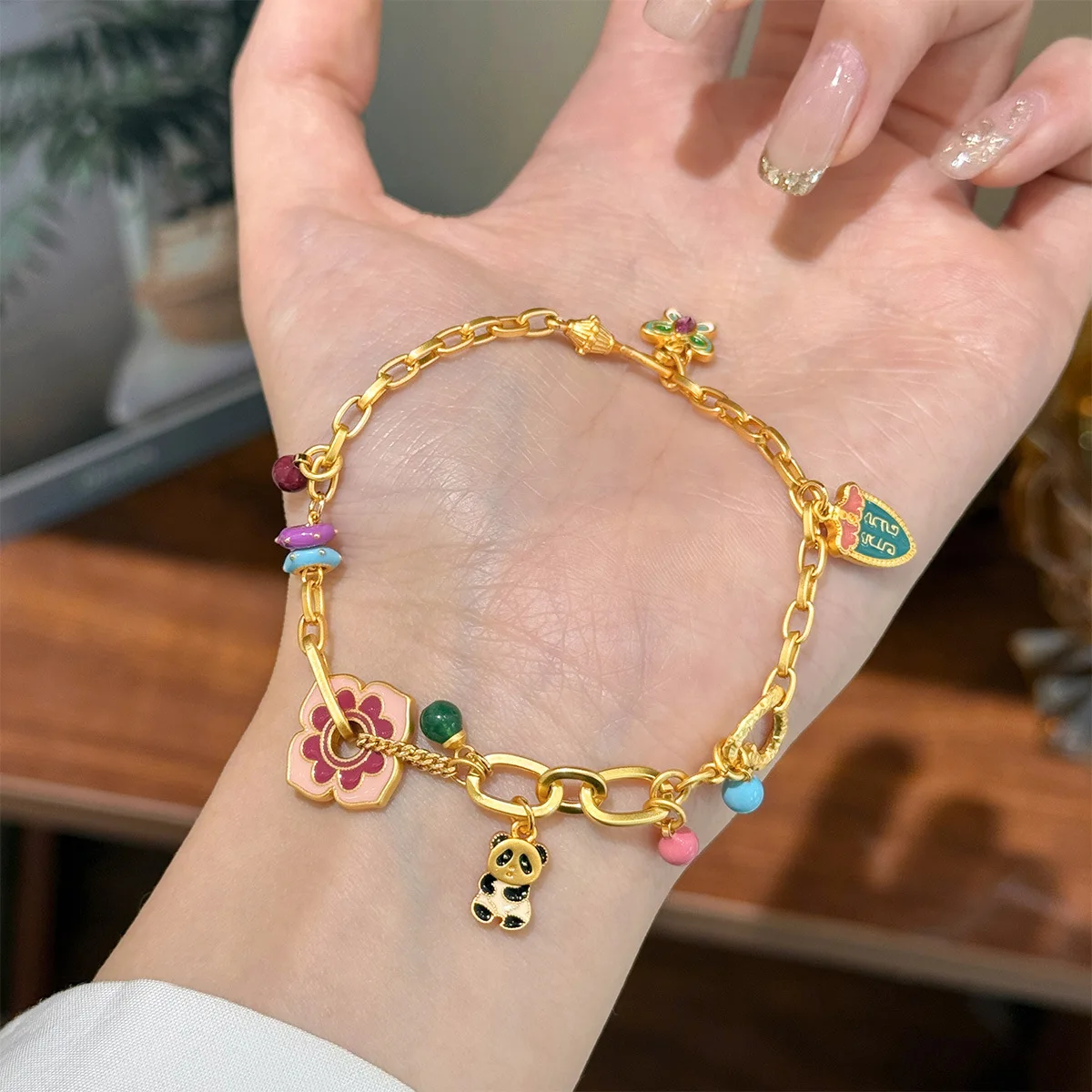 Fashion Enamel Flower Panda Heart Ball Charms Bracelets Women Gold Color Link Chain Adjust Wristband Jewelry Female Gifts
Fashion Enamel Flower Panda Heart Ball Charms Bracelets Women Gold Color Link Chain Adjust Wristband Jewelry Female Gifts