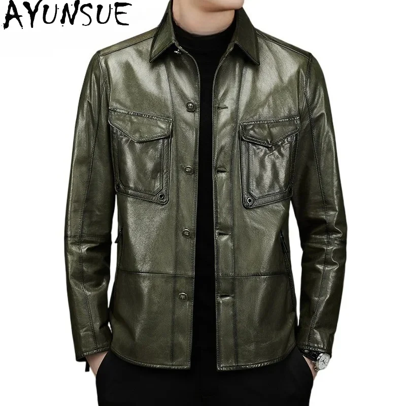 AYUNSUE Genuine Leather Jacket Men Clothing Top Layer Goat Skin Real Leather Coat Business Casual Leather Coats Lapel Mens Wear
AYUNSUE Genuine Leather Jacket Men Clothing Top Layer Goat Skin Real Leather Coat Business Casual Leather Coats Lapel Mens Wear