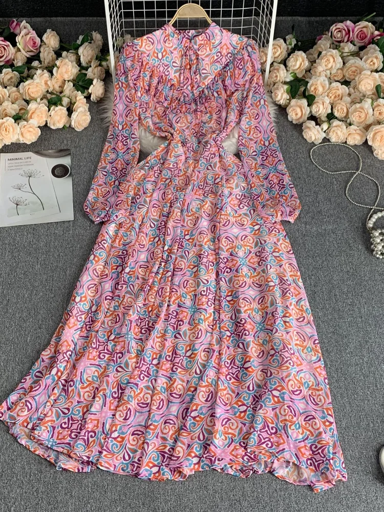 Women Fashion Elegant Bohemian Vacation Style Dress Spring New Round Neck Long Sleeve Dress Ladies High Waist Slim A-line Dress
Women Fashion Elegant Bohemian Vacation Style Dress Spring New Round Neck Long Sleeve Dress Ladies High Waist Slim A-line Dress