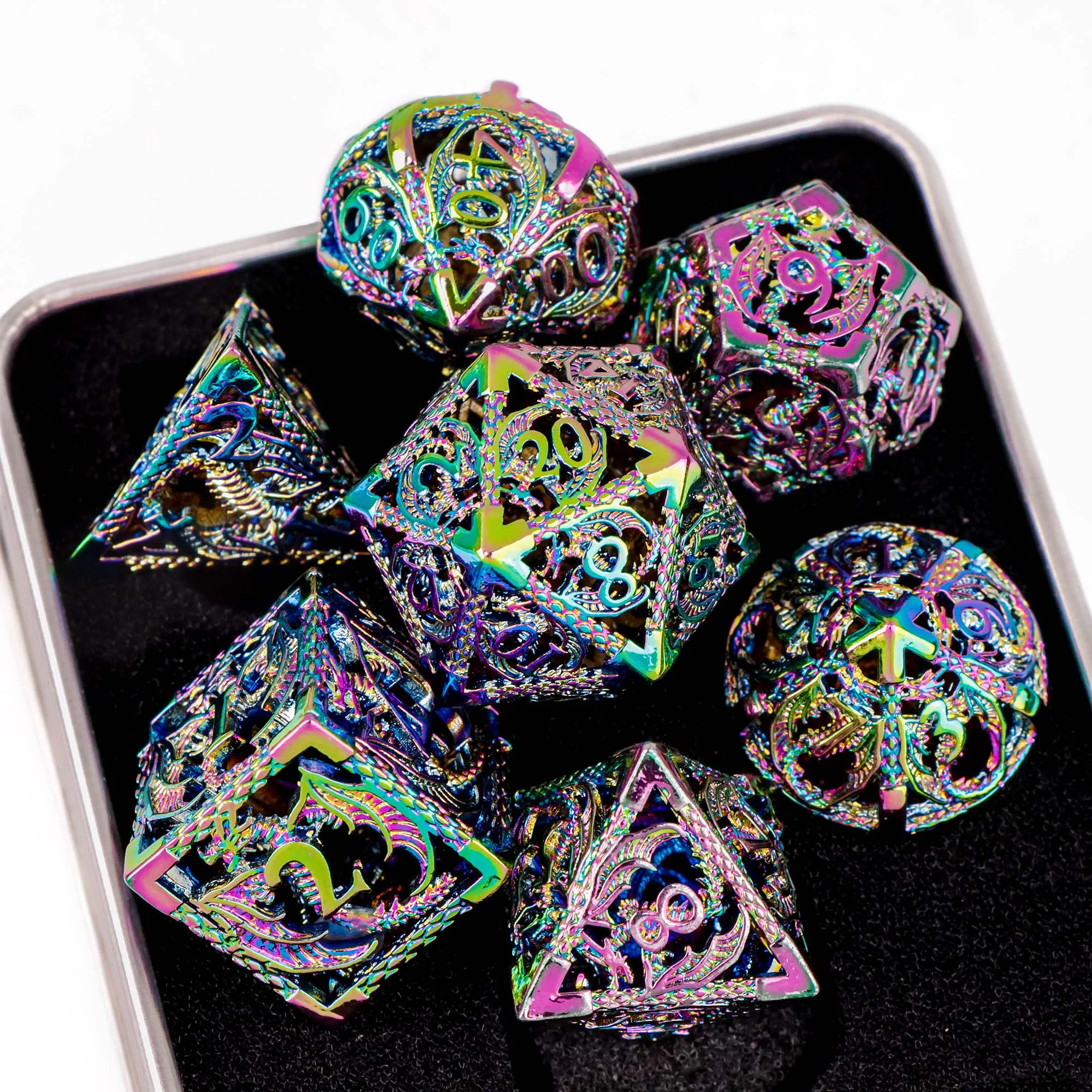 ColorFul Dragon Dice Classic Hollow D&D Metal Dice for Dungeons and Dragons D&D Tabletop Games Role Playing Game Polyhedral Dice
ColorFul Dragon Dice Classic Hollow D&D Metal Dice for Dungeons and Dragons D&D Tabletop Games Role Playing Game Polyhedral Dice