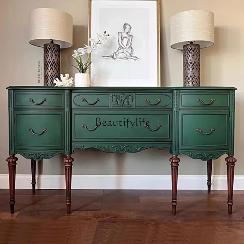 French retro entrance cabinet/American old solid wood carving flower decorative cabinet high-end
French retro entrance cabinet/American old solid wood carving flower decorative cabinet high-end