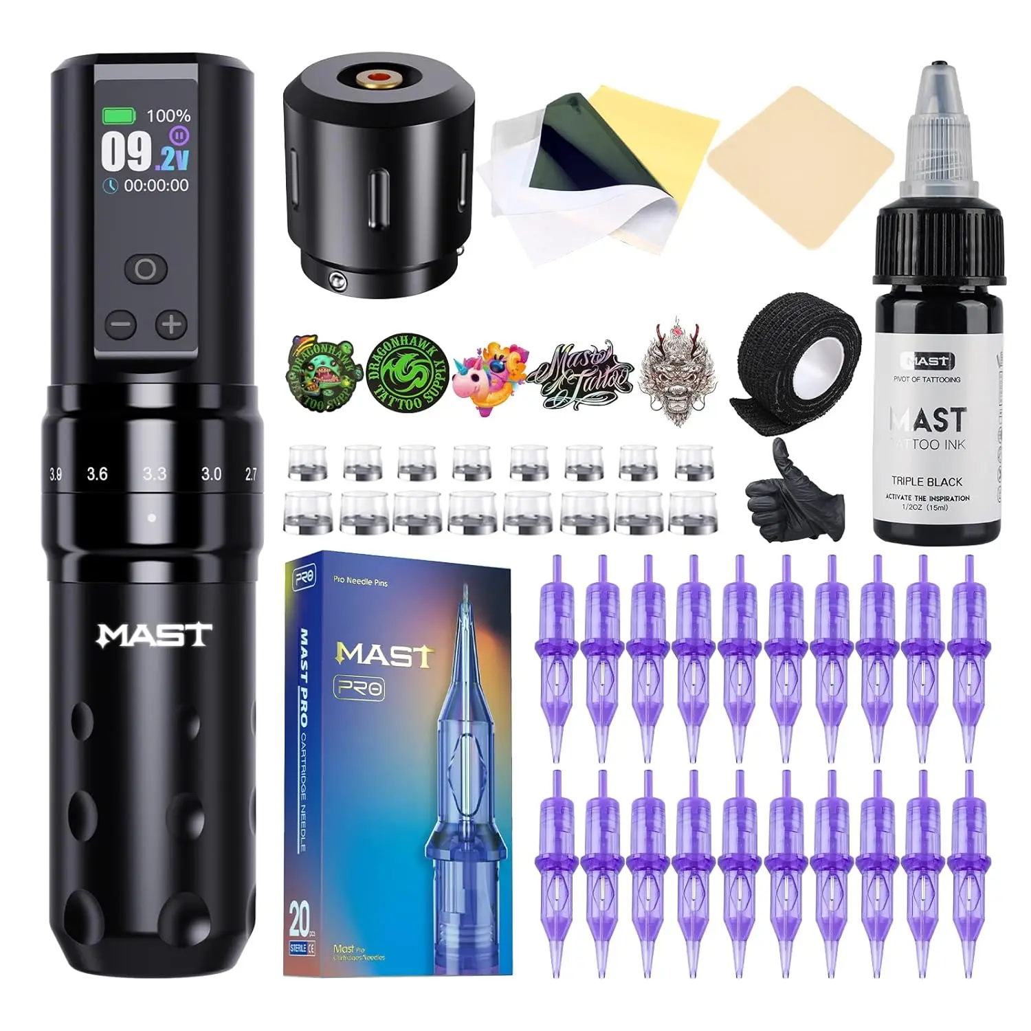 Cordless Tattoo Gun Kit 7 Adjustable Stroke 2.4-4.2mm Rotary Machine with 2000mAh Battery
Cordless Tattoo Gun Kit 7 Adjustable Stroke 2.4-4.2mm Rotary Machine with 2000mAh Battery