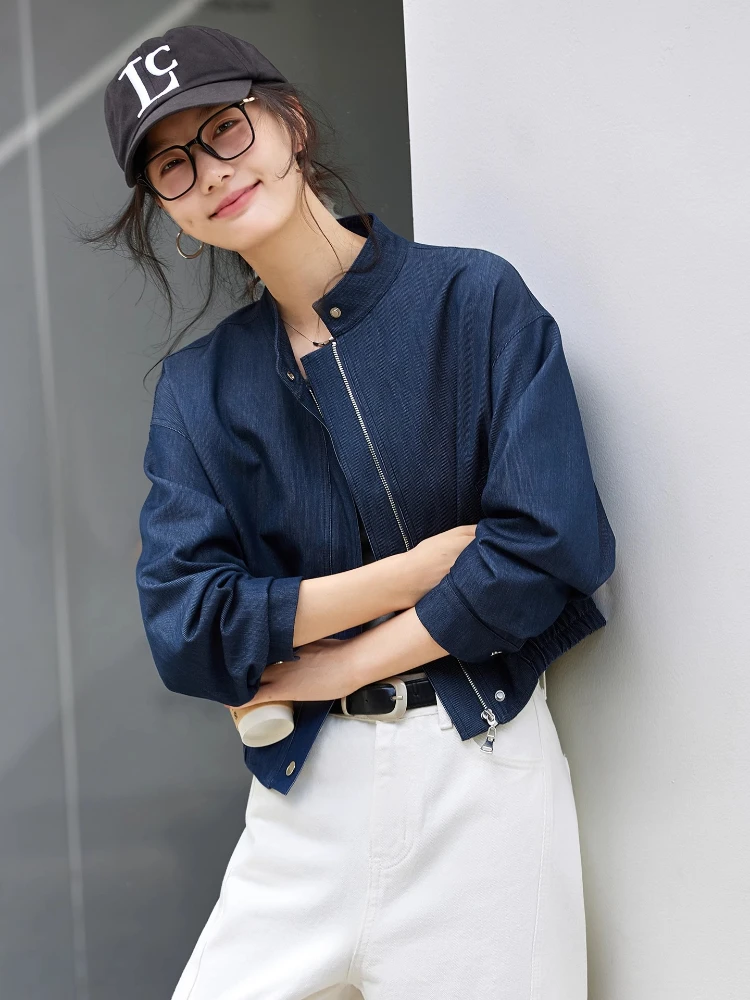 VIMLY denim Blue Coat Vintage Woman 2025 Autumn Long Sleeve Casual Stand Collar Pleated Hem Short Lady Jackets Women Tops A2019
VIMLY denim Blue Coat Vintage Woman 2025 Autumn Long Sleeve Casual Stand Collar Pleated Hem Short Lady Jackets Women Tops A2019