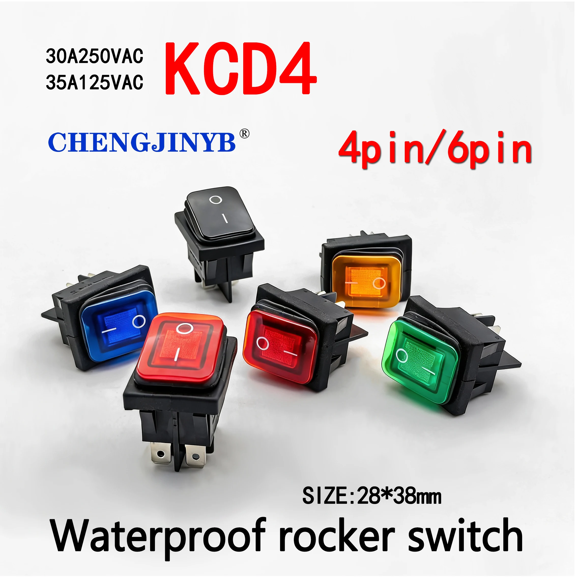 Sealed Waterproof Power Switch 35A125V/250V AC Boat Rocker Switch 4/6Pins 28*38mm
Sealed Waterproof Power Switch 35A125V/250V AC Boat Rocker Switch 4/6Pins 28*38mm