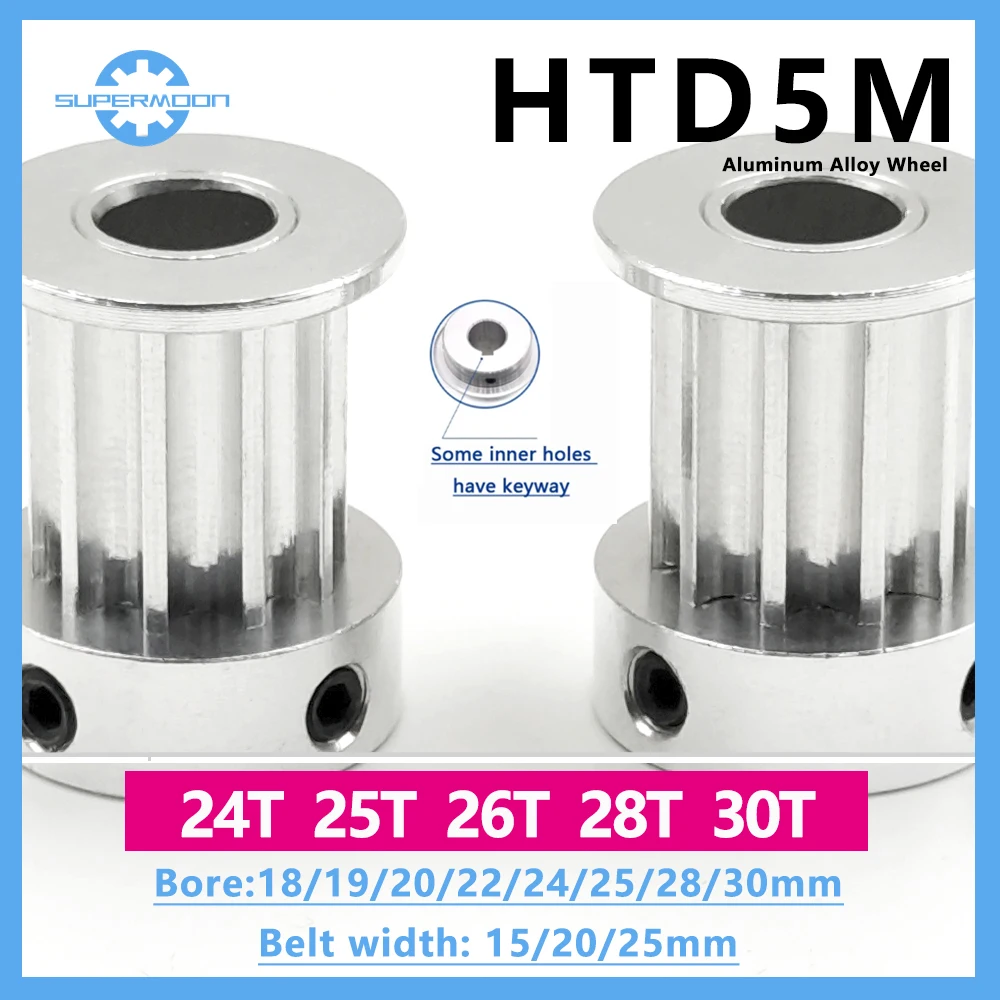 HTD 5M Timing Pulley 24 25 26 28 30Teeth Bore 18/19/20/22/24/25/28/30mm Fit Belt Width 15-25mm K Type Aluminum Alloy Gear Pulley
HTD 5M Timing Pulley 24 25 26 28 30Teeth Bore 18/19/20/22/24/25/28/30mm Fit Belt Width 15-25mm K Type Aluminum Alloy Gear Pulley