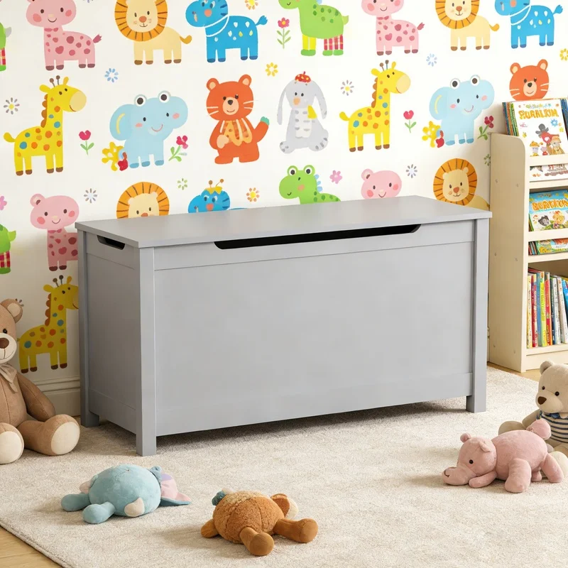 Wooden Toy Box with Hinged Lid for Kids Ages 2+ (Gray)
Wooden Toy Box with Hinged Lid for Kids Ages 2+ (Gray)
