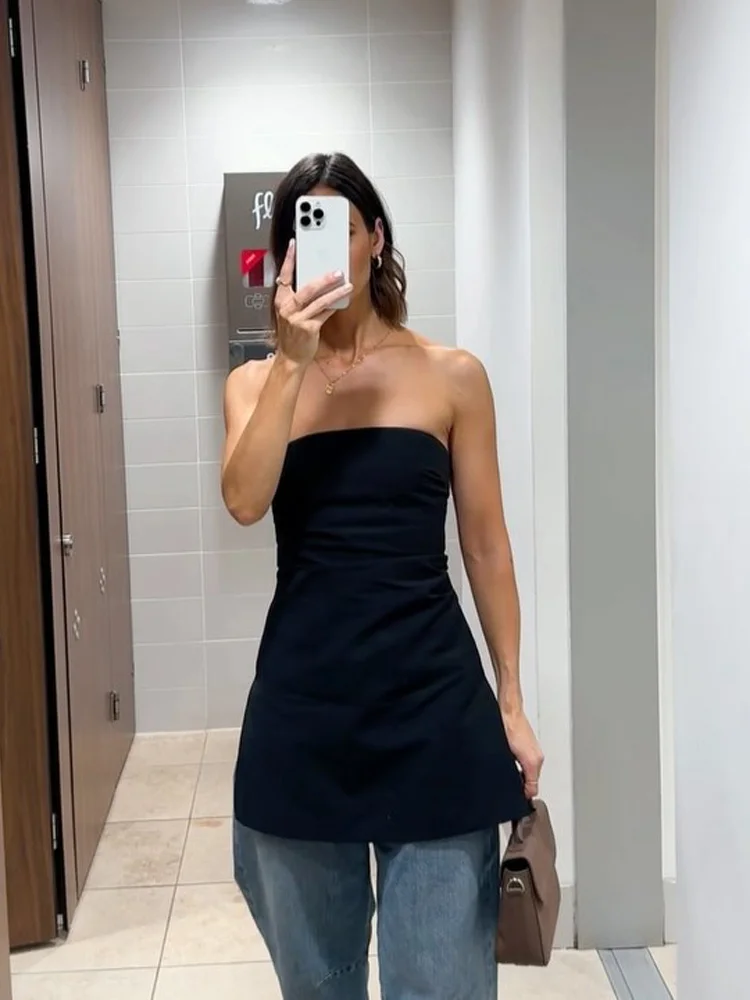 Women's Black Slit Tube Vest Summer Strapless Off Shoulder Ruched Mid Length Blouse 2026 Ladies Party Street Sleeveless Tops
Women's Black Slit Tube Vest Summer Strapless Off Shoulder Ruched Mid Length Blouse 2026 Ladies Party Street Sleeveless Tops 