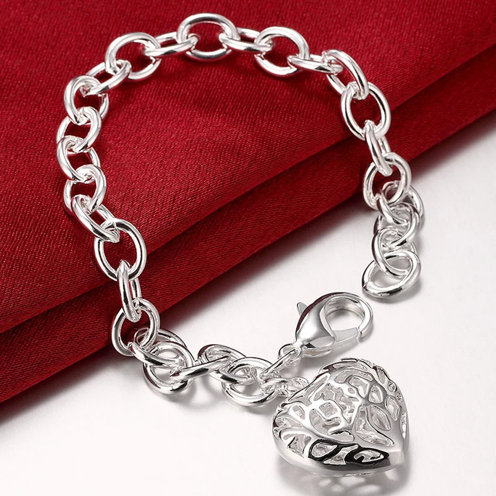 925 Sterling Silver Hollowed Heart Bracelets For Women Wedding Party Luxury Charm Jewelry Female 2021 Gift Wholesale Christmas
925 Sterling Silver Hollowed Heart Bracelets For Women Wedding Party Luxury Charm Jewelry Female 2021 Gift Wholesale Christmas