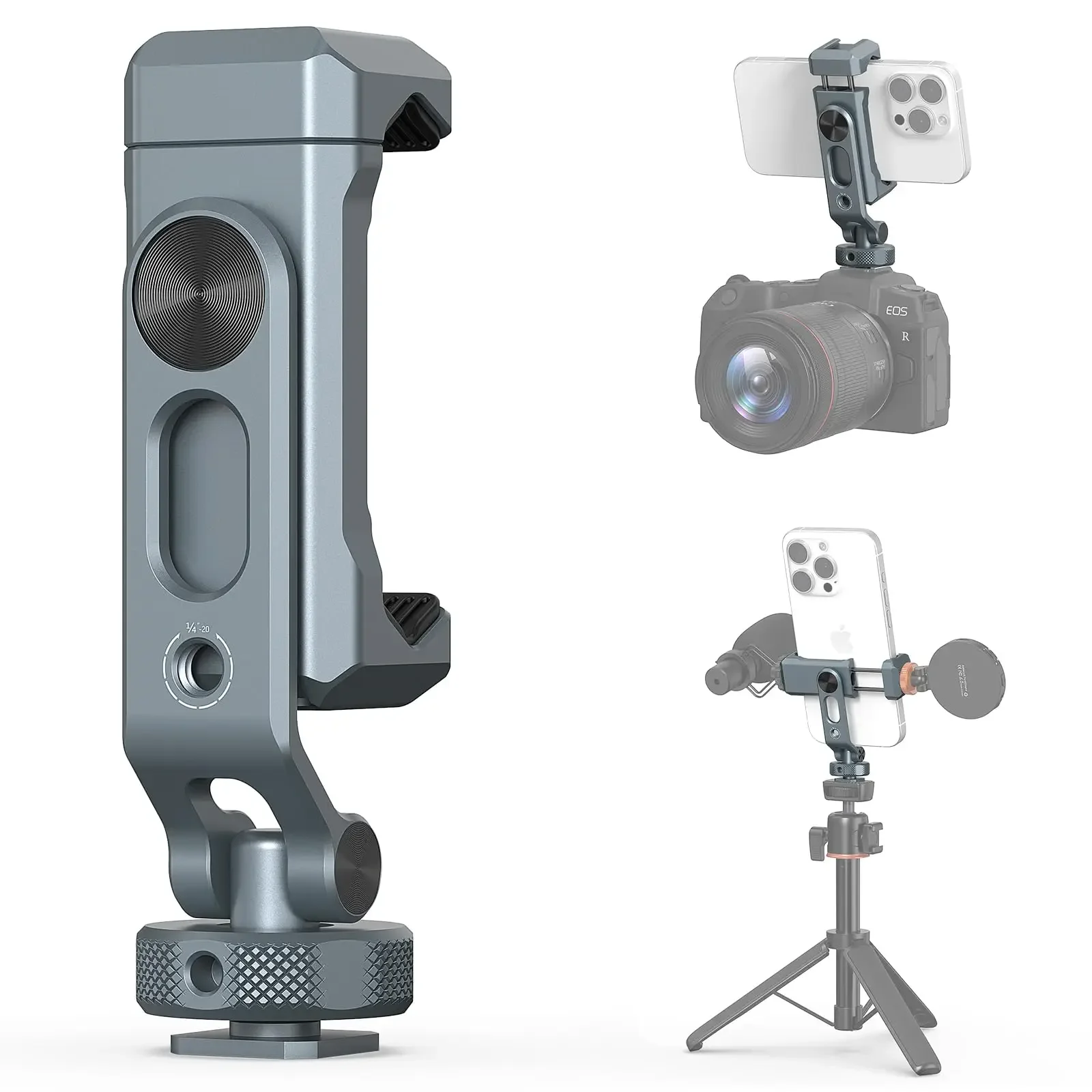 VRIG PH-18 Metal Phone Holder Tripod Mount for Camera with 2 Cold Shoe Mount & 1/4" Screw Holes for iPhone Samsung
VRIG PH-18 Metal Phone Holder Tripod Mount for Camera with 2 Cold Shoe Mount & 1/4" Screw Holes for iPhone Samsung
