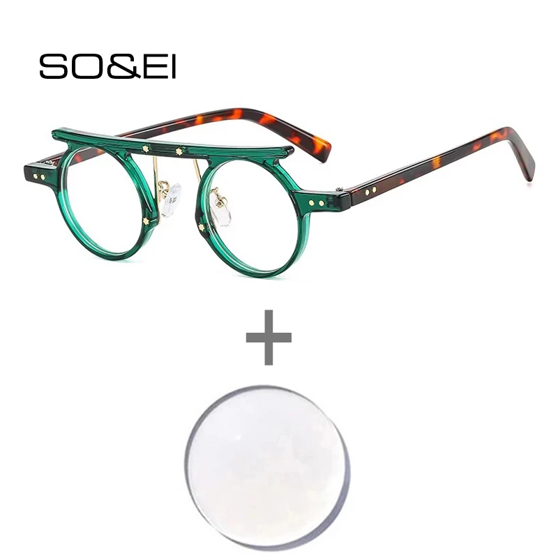 SO&EI Fashion Small Round Punk Women Prescription Glasses Retro Rivets Men Optical Lens with Recipe Myopia/Hyperopia/Progressive
SO&EI Fashion Small Round Punk Women Prescription Glasses Retro Rivets Men Optical Lens with Recipe Myopia/Hyperopia/Progressive