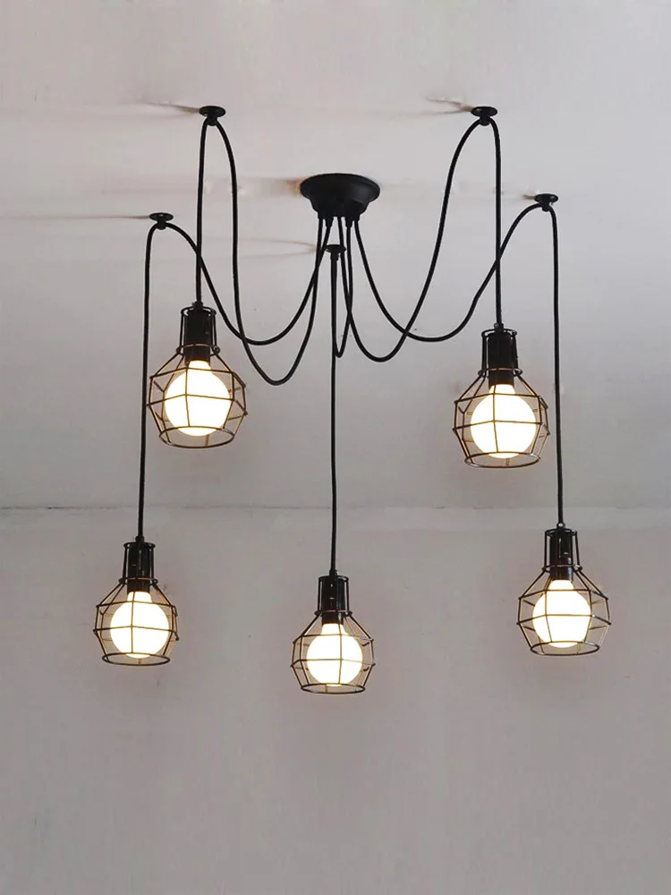 Rustic Multi-head Wrought Iron Cage Chandelier Industrial pendant lights for Bar, Cafe & Dining Room, Adjustable Hanging Fixture
Rustic Multi-head Wrought Iron Cage Chandelier Industrial pendant lights for Bar, Cafe & Dining Room, Adjustable Hanging Fixture